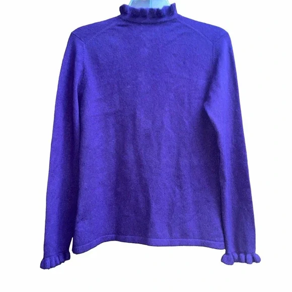 Charter Club PS Purple Ruffle Trim 2-Ply 100% Cashmere Pullover Sweater - Picture 3 of 6